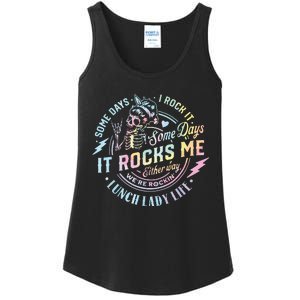 Some Days It Rocks Me Messy Skull Lunch Lady Life Ca Tie Dye Ladies Essential Tank