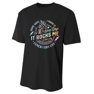 Some Days It Rocks Me Messy Skull Lunch Lady Life Ca Tie Dye Performance Sprint T-Shirt