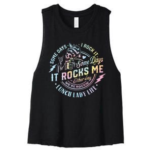 Some Days It Rocks Me Messy Skull Lunch Lady Life Ca Tie Dye Women's Racerback Cropped Tank