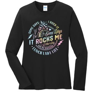 Some Days It Rocks Me Messy Skull Lunch Lady Life Ca Tie Dye Ladies Long Sleeve Shirt