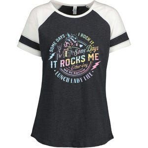 Some Days It Rocks Me Messy Skull Lunch Lady Life Ca Tie Dye Enza Ladies Jersey Colorblock Tee