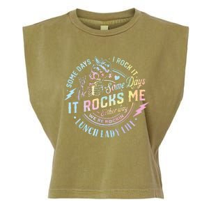 Some Days It Rocks Me Messy Skull Lunch Lady Life Ca Tie Dye Garment-Dyed Women's Muscle Tee