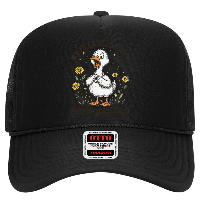 Surprised Duck In Flower Field Design Trucker Hat