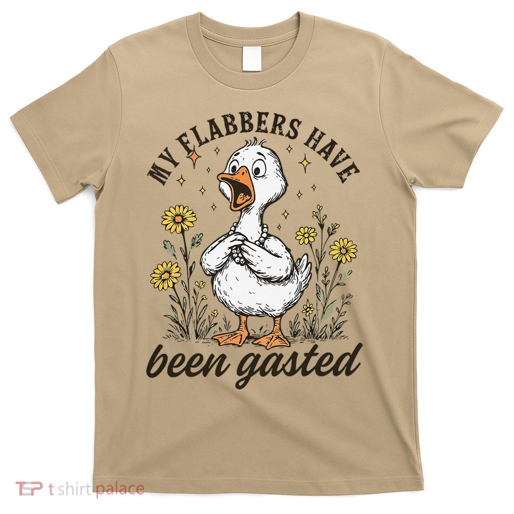 Surprised Duck In Flower Field Design T-Shirt