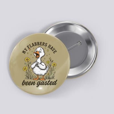 Surprised Duck In Flower Field Design Button