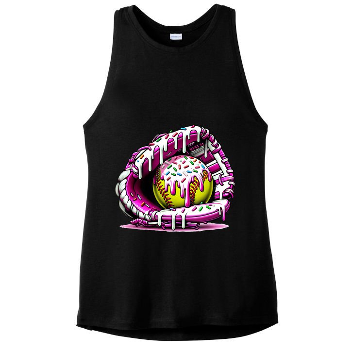 Softball Drip Ice Cream Sprinkles Softball Glove  Ladies PosiCharge Tri-Blend Wicking Tank
