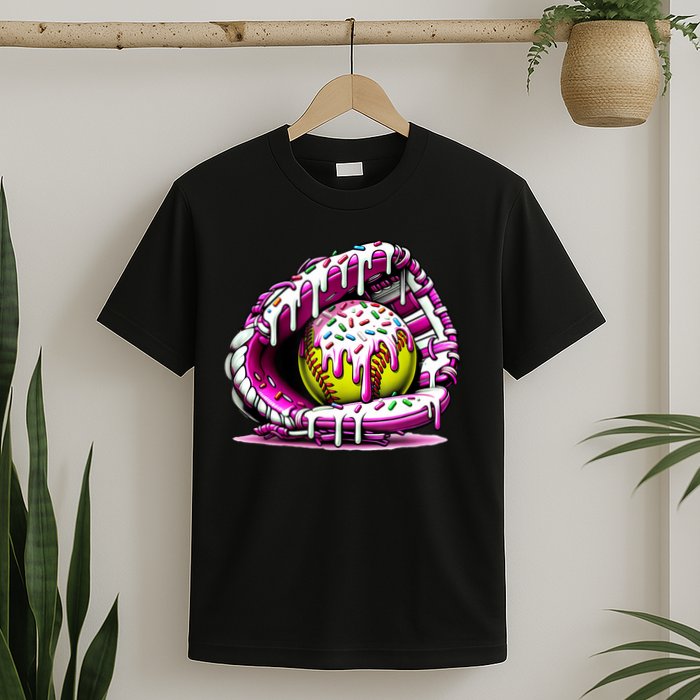 Softball Drip Ice Cream Sprinkles Softball Glove  T-Shirt