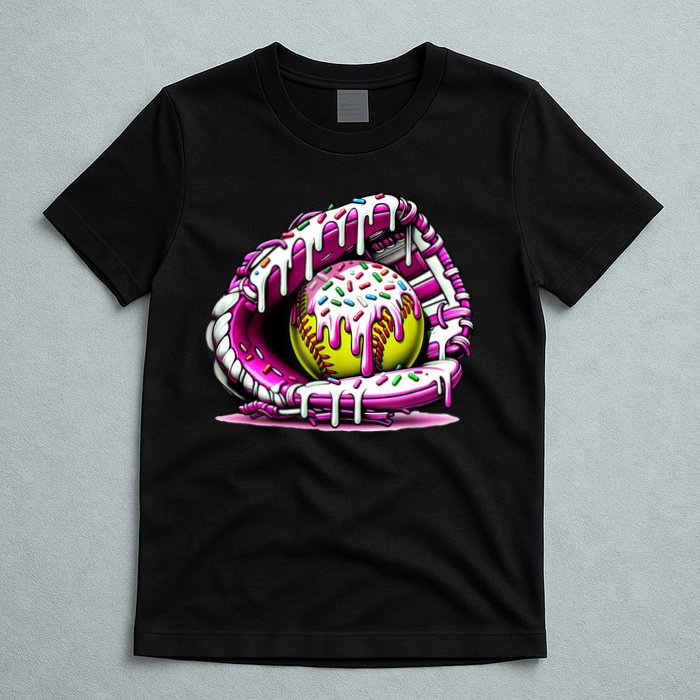 Softball Drip Ice Cream Sprinkles Softball Glove  T-Shirt