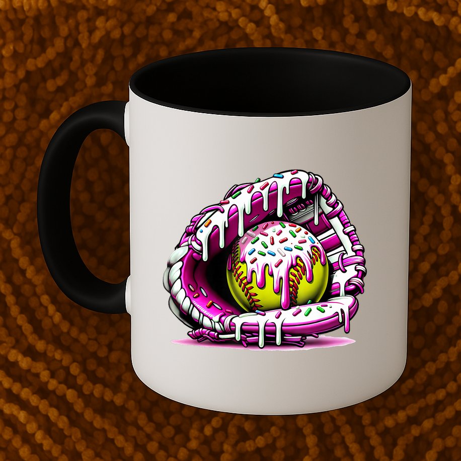 Softball Drip Ice Cream Sprinkles Softball Glove  Mug