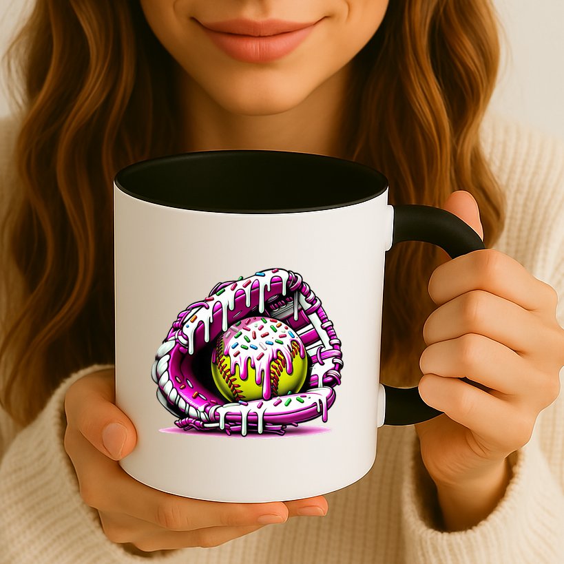 Softball Drip Ice Cream Sprinkles Softball Glove  Mug