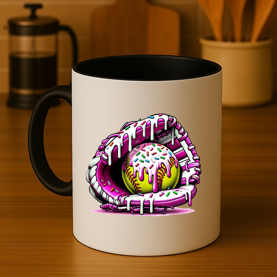 Softball Drip Ice Cream Sprinkles Softball Glove  Mug