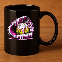 Softball Drip Ice Cream Sprinkles Softball Glove  11oz C Handle Ceramic Mug