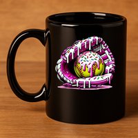 Softball Drip Ice Cream Sprinkles Softball Glove  11oz C Handle Ceramic Mug