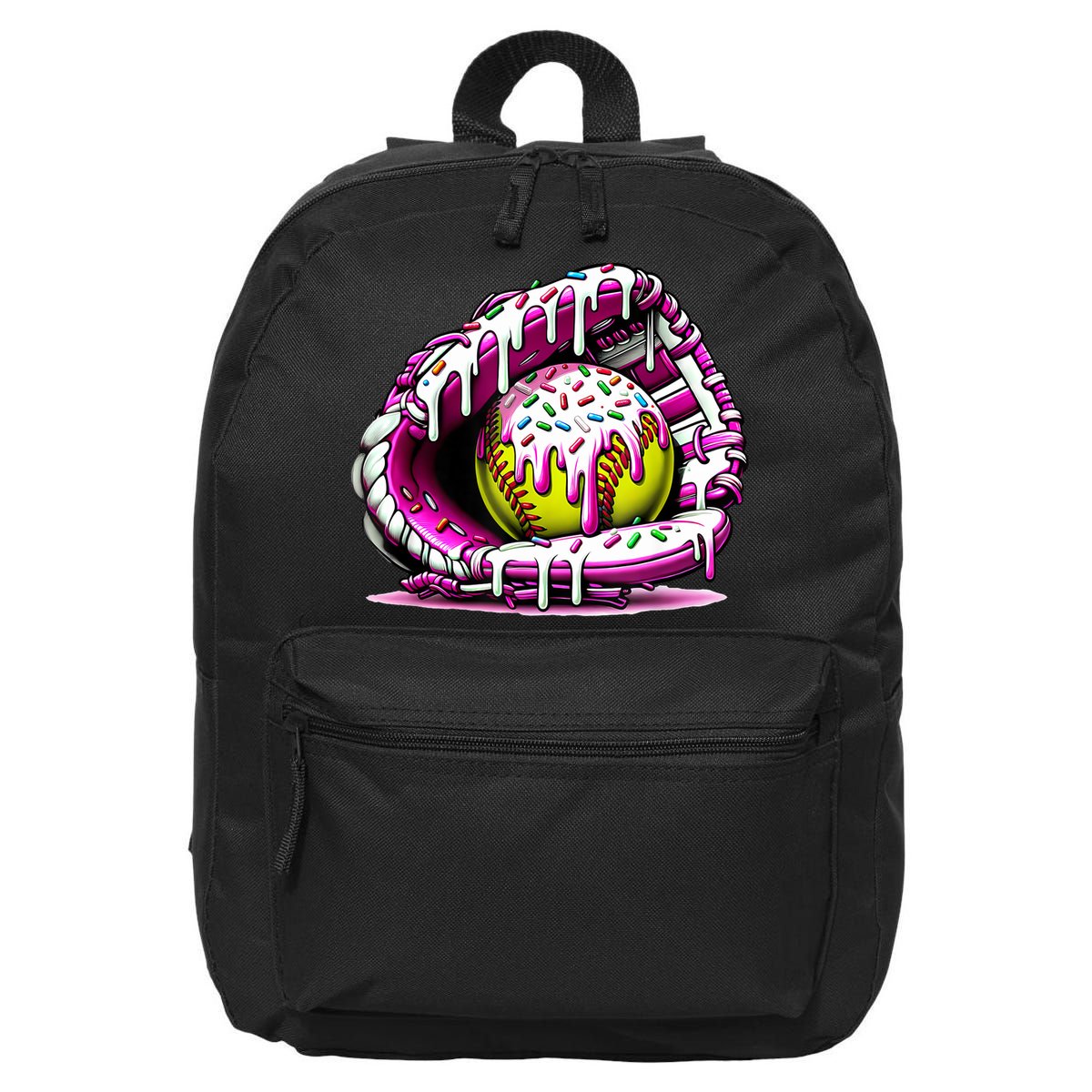 Softball Drip Ice Cream Sprinkles Softball Glove  16 in Basic Backpack