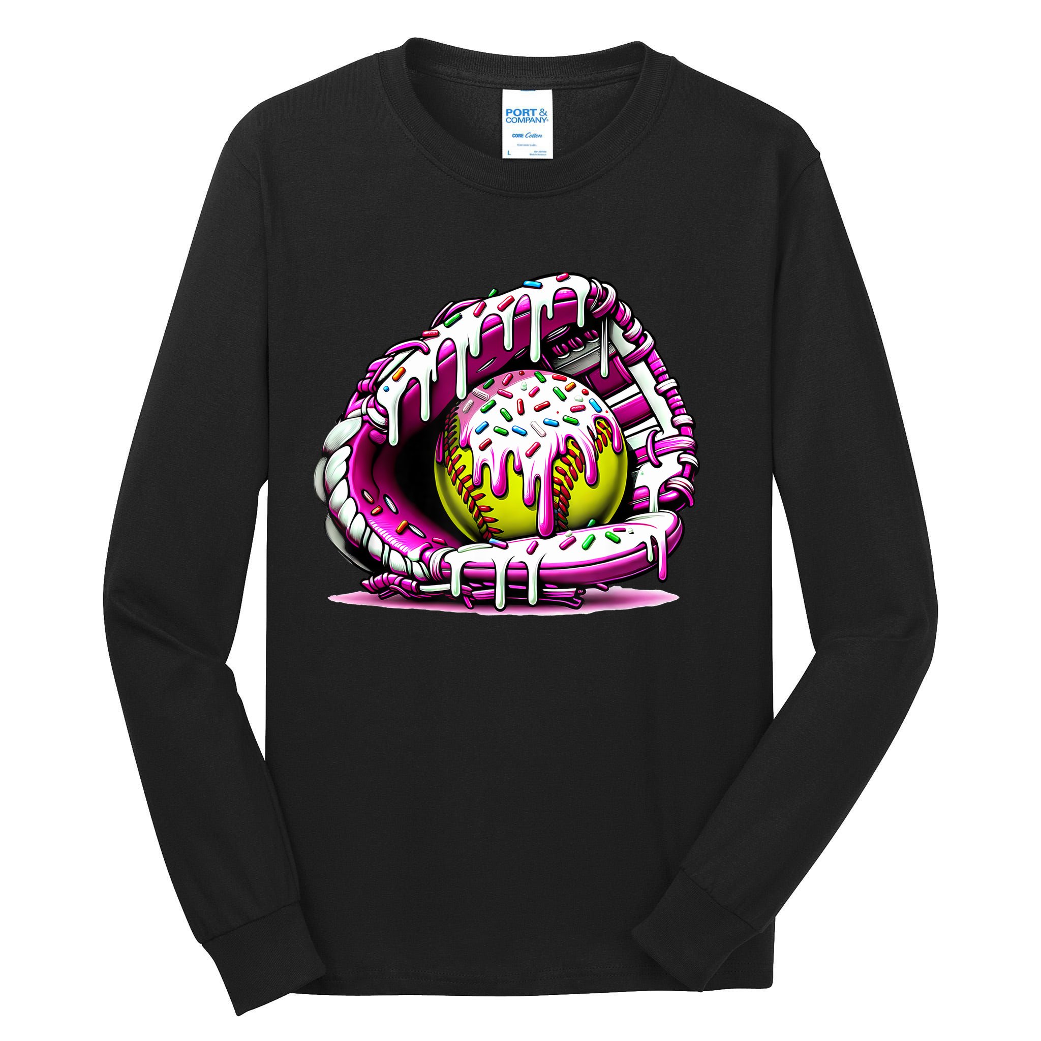 Softball Drip Ice Cream Sprinkles Softball Glove  Tall Long Sleeve T-Shirt