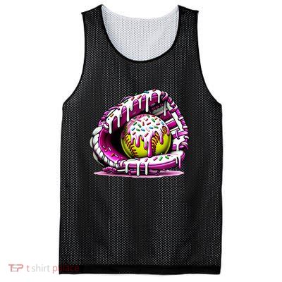 Softball Drip Ice Cream Sprinkles Softball Glove  Mesh Reversible Basketball Jersey Tank