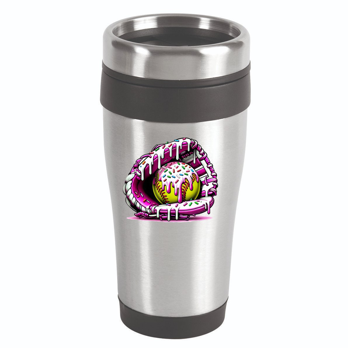 Softball Drip Ice Cream Sprinkles Softball Glove  16oz Travel Tumbler