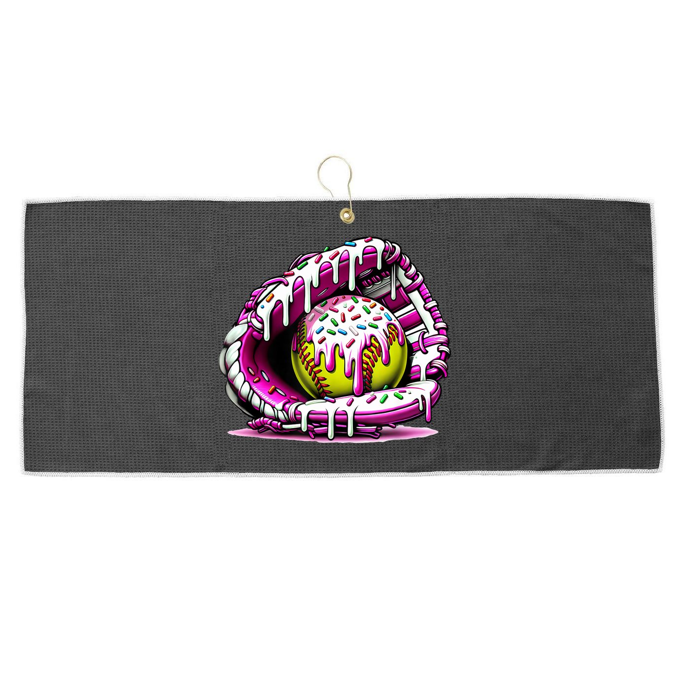 Softball Drip Ice Cream Sprinkles Softball Glove  Large Microfiber Waffle Golf Towel