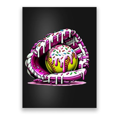 Softball Drip Ice Cream Sprinkles Softball Glove  Poster