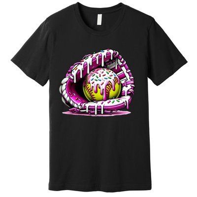 Softball Drip Ice Cream Sprinkles Softball Glove  Premium T-Shirt