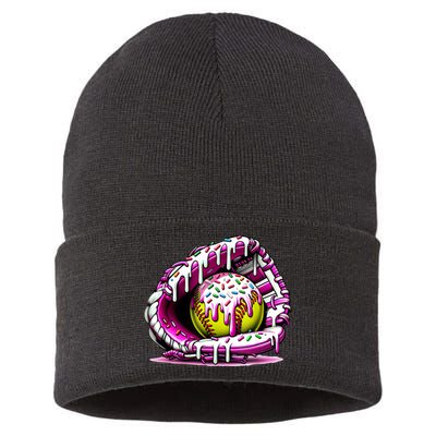 Softball Drip Ice Cream Sprinkles Softball Glove  Sustainable Knit Beanie