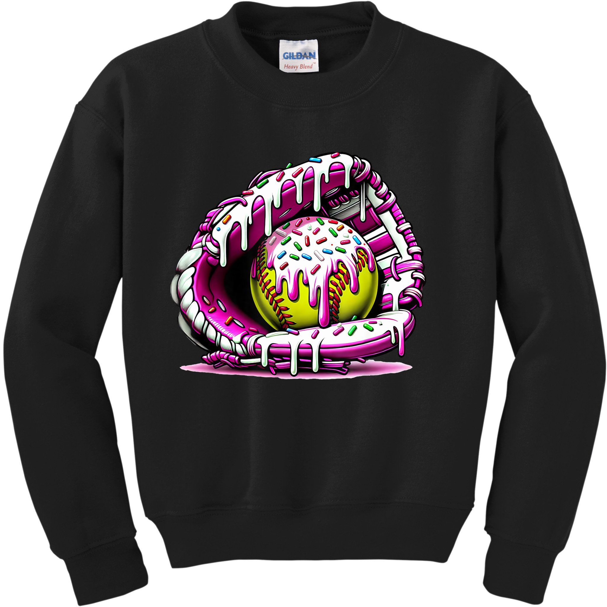 Softball Drip Ice Cream Sprinkles Softball Glove  Kids Sweatshirt