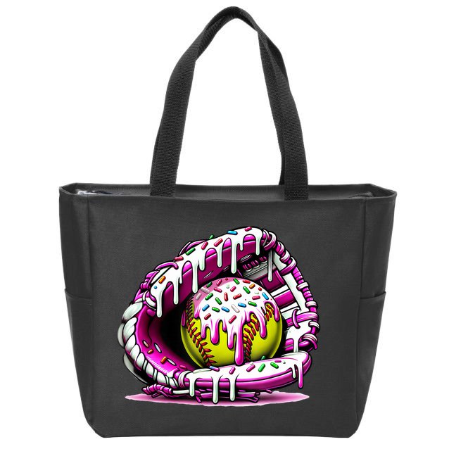 Softball Drip Ice Cream Sprinkles Softball Glove  Zip Tote Bag