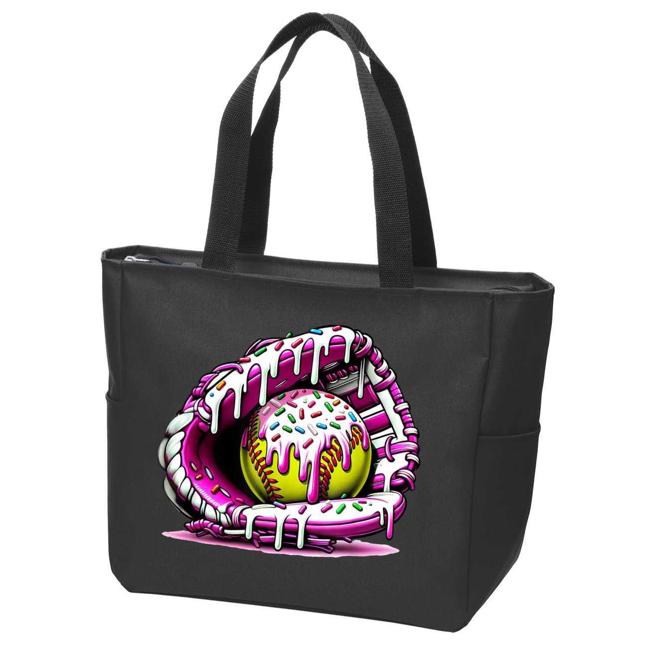 Softball Drip Ice Cream Sprinkles Softball Glove  Zip Tote Bag