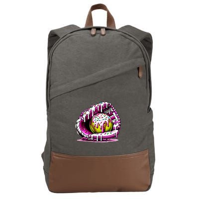 Softball Drip Ice Cream Sprinkles Softball Glove  Cotton Canvas Backpack