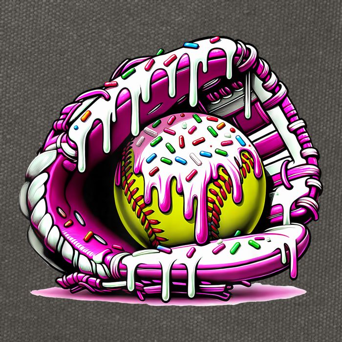 Softball Drip Ice Cream Sprinkles Softball Glove  Cotton Canvas Backpack