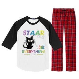 Staar Day ItS Fine Everything Is Fine Funny Cat Testing Day Raglan Sleeve Pajama Set