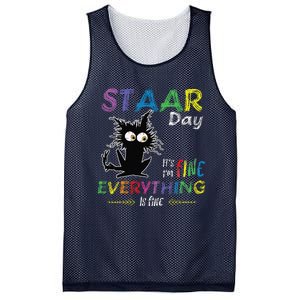 Staar Day ItS Fine Everything Is Fine Funny Cat Testing Day Mesh Reversible Basketball Jersey Tank