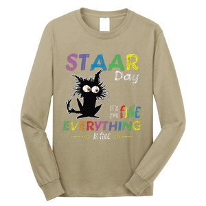 Staar Day ItS Fine Everything Is Fine Funny Cat Testing Day Long Sleeve Shirt