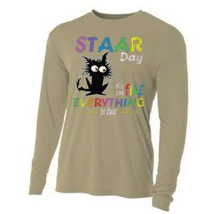 Staar Day ItS Fine Everything Is Fine Funny Cat Testing Day Cooling Performance Long Sleeve Crew