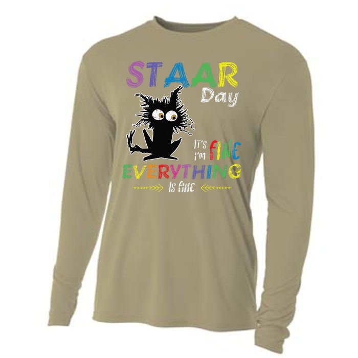 Staar Day ItS Fine Everything Is Fine Funny Cat Testing Day Cooling Performance Long Sleeve Crew