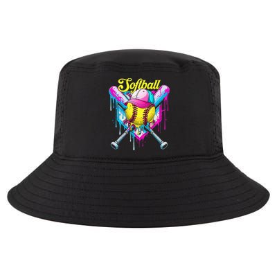 Softball Drip Ice Cream Coquette Bow Softball For Cool Comfort Performance Bucket Hat