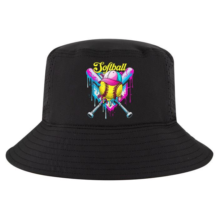 Softball Drip Ice Cream Coquette Bow Softball For Cool Comfort Performance Bucket Hat