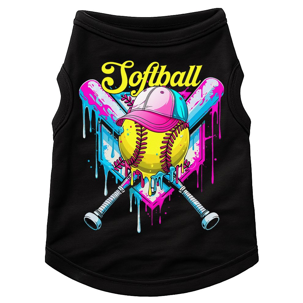 Softball Drip Ice Cream Coquette Bow Softball For Doggie Tank
