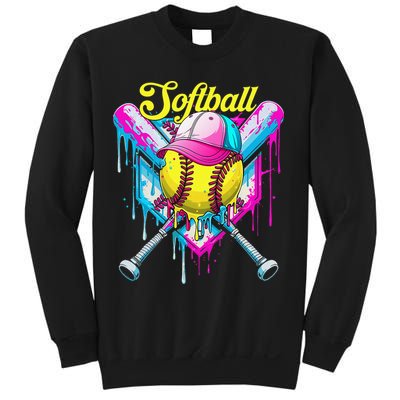 Softball Drip Ice Cream Coquette Bow Softball For Sweatshirt