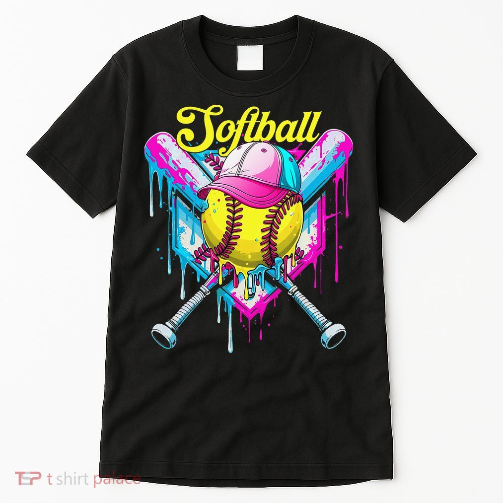 Softball Drip Ice Cream Coquette Bow Softball For Tall T-Shirt