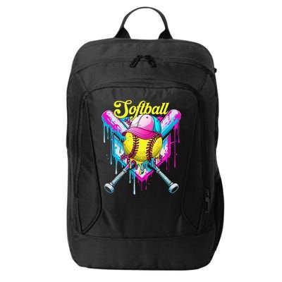 Softball Drip Ice Cream Coquette Bow Softball For City Backpack