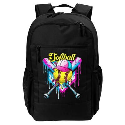 Softball Drip Ice Cream Coquette Bow Softball For Backpack
