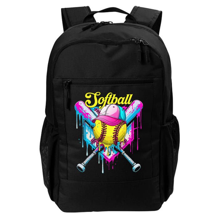 Softball Drip Ice Cream Coquette Bow Softball For Backpack