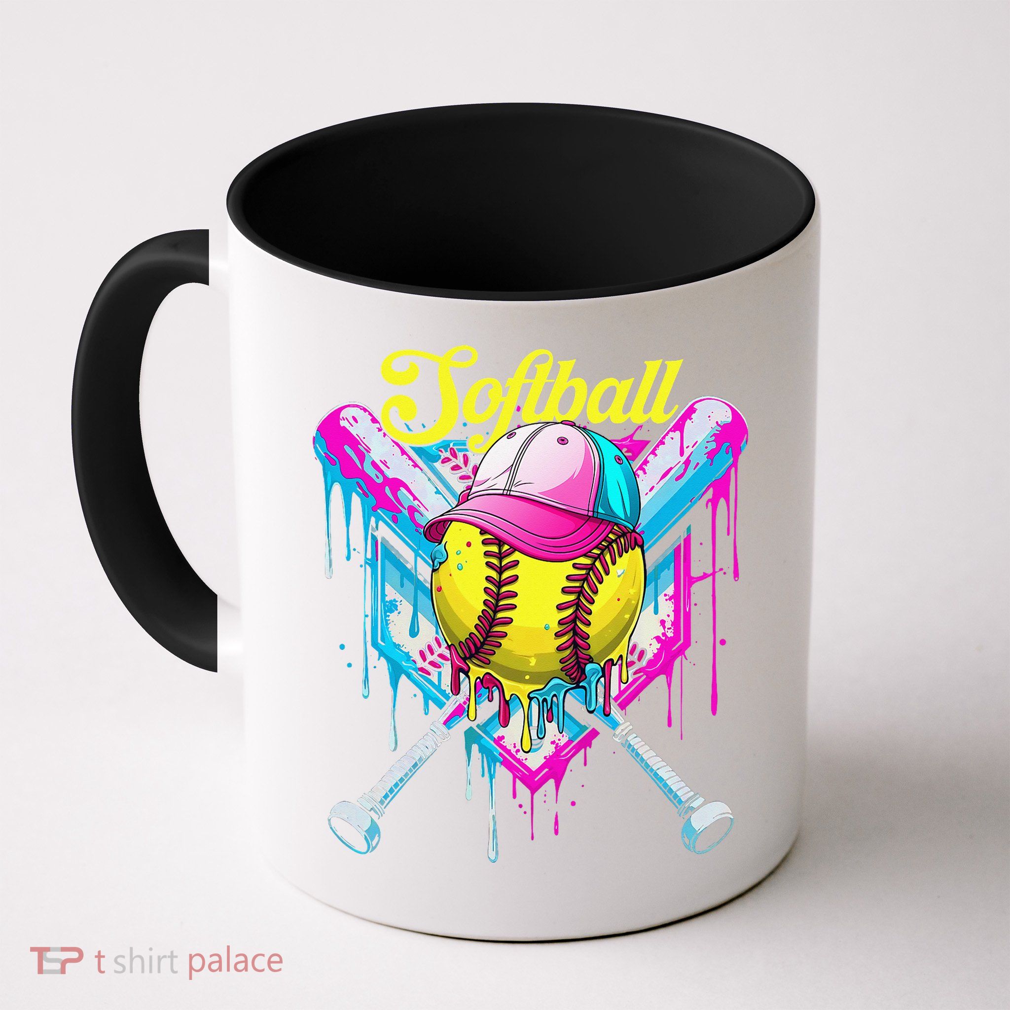 Softball Drip Ice Cream Coquette Bow Softball For Mug