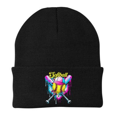 Softball Drip Ice Cream Coquette Bow Softball For Beanie