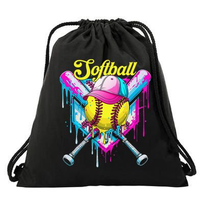 Softball Drip Ice Cream Coquette Bow Softball For Drawstring Bag