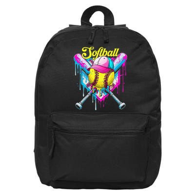 Softball Drip Ice Cream Coquette Bow Softball For 16 in Basic Backpack