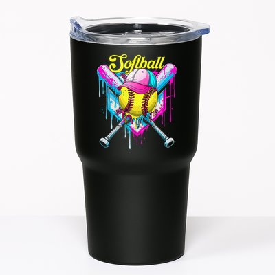Softball Drip Ice Cream Coquette Bow Softball For Tumbler