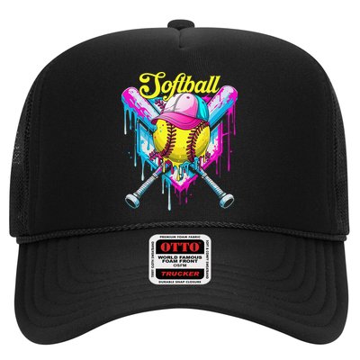 Softball Drip Ice Cream Coquette Bow Softball For Trucker Hat