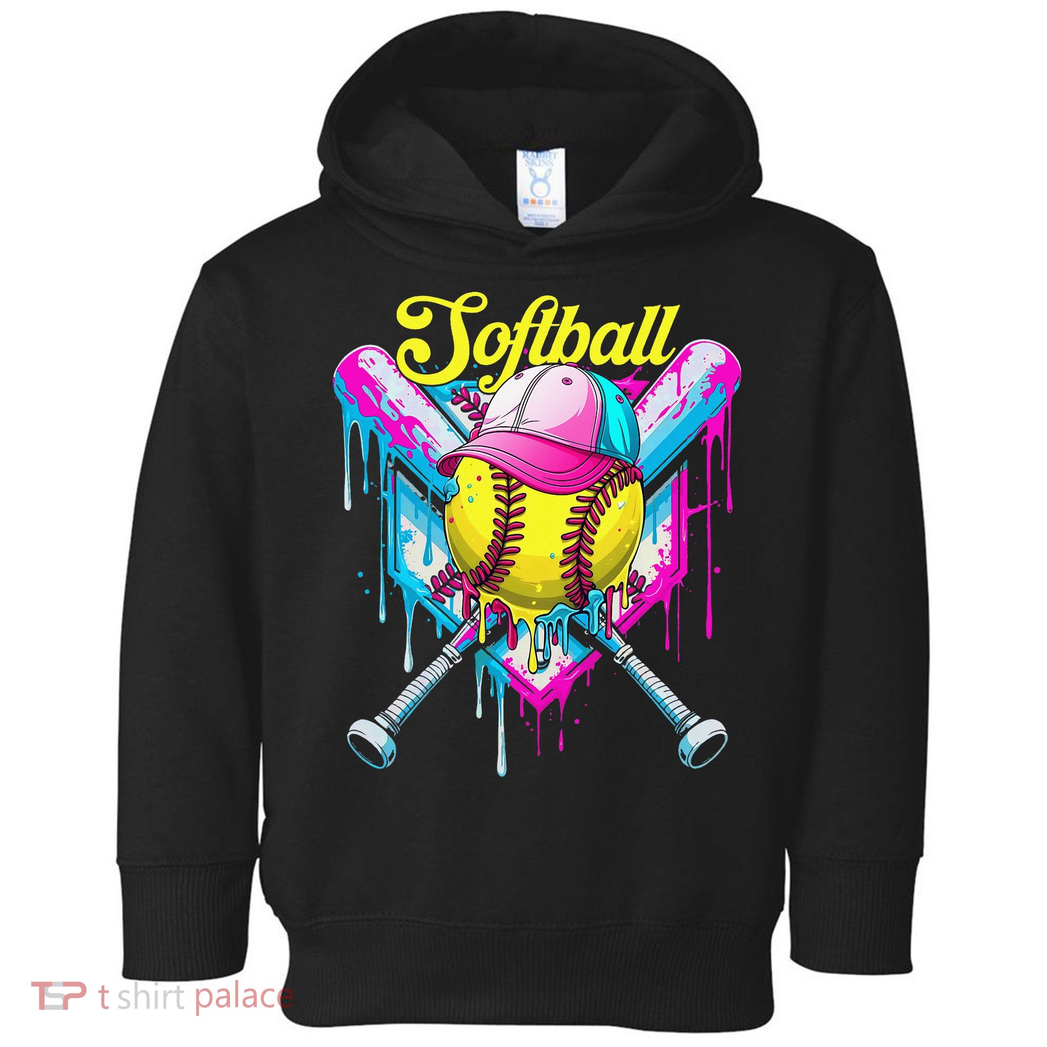 Softball Drip Ice Cream Coquette Bow Softball For Toddler Hoodie